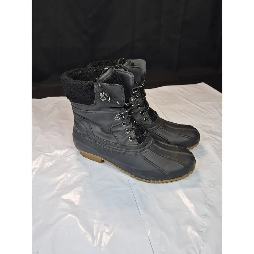 Tommy Hilfiger Women's Sz 10M Black Rain Winter Duck Boots Shoes Lace Up Boot